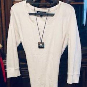 White Rounded Neckline Sweater